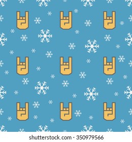  Vector seamless pattern with hand labels and snow