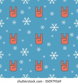 Vector seamless pattern with hand labels and snow