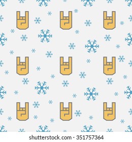  Vector seamless pattern with hand labels and snow