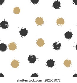 Vector Seamless Pattern Hand Made Watercolor Splash Drops in trendy colors. Wallpaper, background, texture, fabric, web template. Wedding, Birthday, Party Invitation, Business, Scrapbooking projects