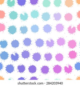 Vector Seamless Pattern Hand Made Watercolor Splash Drops in trendy colors. Wallpaper, background, texture, fabric, web template. Wedding, Birthday, Party Invitation, Business, Scrapbooking projects

