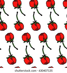 Vector seamless pattern with hand rose buds. Beautiful design elements, vintage colors.