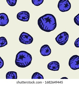 vector seamless pattern with hand-drawn blueberries on grey background. it can be used as wallpaper, background, print, textile design, notebooks, phone cases, packaging paper, and more.