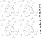 Vector seamless pattern of hand-drawn doodle elements. Baby, flowers, decorations, leaves. Used for backgrounds, cards, wallpapers, wrapping paper