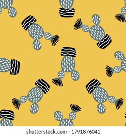 Vector seamless pattern with hand-drawn flowering cacti . Design for fabric, textiles and other surfaces