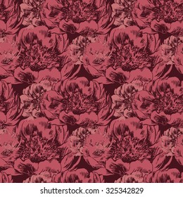 Vector seamless pattern with hand-drawn flowers
