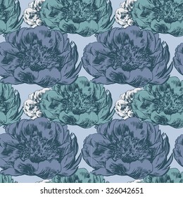 Vector seamless pattern with hand-drawn flowers