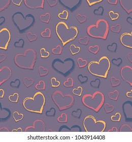 Vector seamless pattern with hand-drawn hearts.