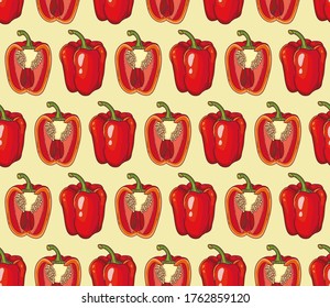 Vector seamless pattern with hand-drawn peppers. Texture design
