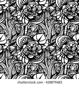 vector seamless pattern of hand-drawn scrollwork