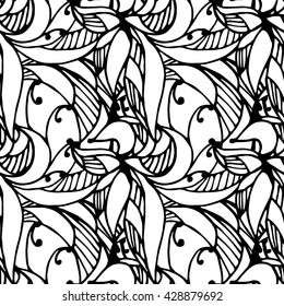 vector seamless pattern of hand-drawn scrollwork