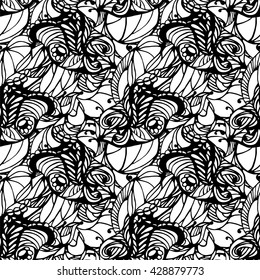 vector seamless pattern of hand-drawn scrollwork