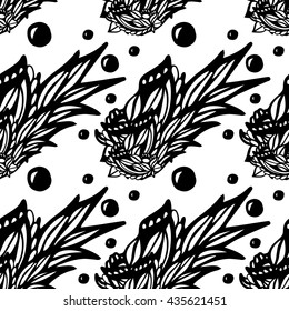 vector seamless pattern of hand-drawn scrollwork