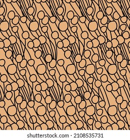 Vector. Seamless pattern, hand-drawn simple geometric shapes. Abstract bouquet, meadow with wildflowers. Doodle illustration in boho style. Festive design for print and textile, wallpaper, wrapping.