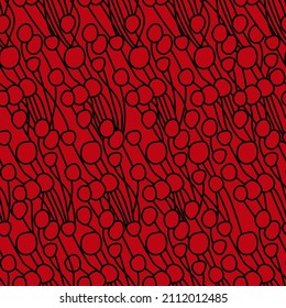 Vector. Seamless pattern, hand-drawn simple geometric shapes. Abstract bouquet, meadow with wildflowers. Doodle illustration in boho style. Festive design for print and textile, wallpaper, wrapping.