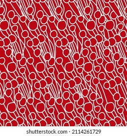 Vector. Seamless pattern, hand-drawn simple geometric shapes. Abstract bouquet, meadow with wildflowers. Doodle illustration in boho style. Festive design for print and textile, wallpaper, wrapping.