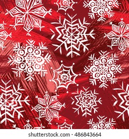 Vector seamless pattern with hand-drawn snowflakes. Winter background. Christmas pattern.