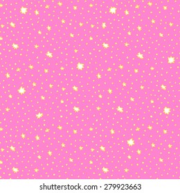 Vector seamless pattern with hand-drawn stars. Endless texture illustration of clear night sky. Seamless pattern is great for wallpaper, wrapping paper, textile, web page background design.