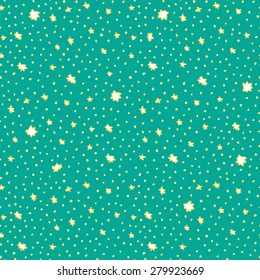 Vector seamless pattern with hand-drawn stars. Endless texture illustration of clear night sky. Seamless pattern is great for wallpaper, wrapping paper, textile, web page background design.
