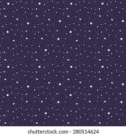 Vector seamless pattern with hand-drawn stars. Endless texture illustration of clear night sky. Seamless pattern is great for wallpaper, wrapping paper, textile, web page background design.