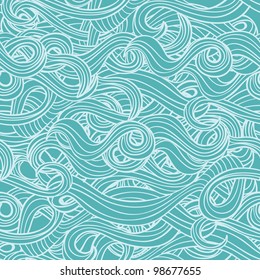 vector seamless pattern with hand-drawn waves