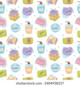 Vector seamless pattern with handmade soap