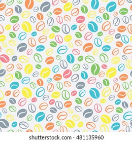 Vector seamless pattern with handrawn coffee beans. Repeating coffee beans background for wrapping paper, package, scrapbooking, textile design.