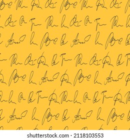 Vector Seamless Pattern Handwritten Doodle. Handwriting With A Pen, Lines Of Handwritten Text