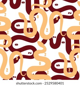 Vector seamless pattern happy chinese new year 2025 the snake zodiac sign with asian elements paper cut style on color background