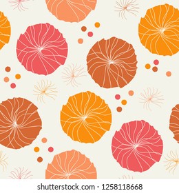 Vector seamless pattern with happy and colorful abstract flowers