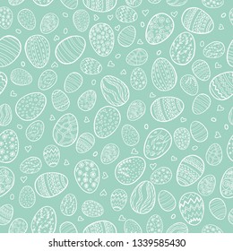 Vector seamless pattern for happy Easter day with decorative eggs. Hand drawn  Easter holiday background for website, printing on fabric, gift wrap and wallpapers