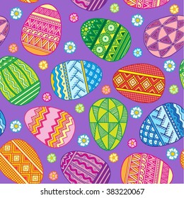 Vector seamless pattern. Happy Easter. Bright pattern for textile design, card, banner, invitation