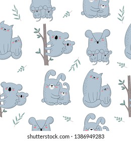 Vector seamless pattern. Happy Mother's Day. Mom animal with a child. Perfect for postcard, label, brochure, flyer, page, banner design