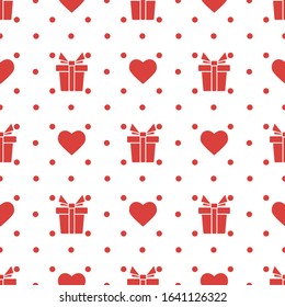 Vector seamless pattern Happy Valentine's Day Birthday, Wedding, Mother's day Father's day Heart Gift Romantic background Romance Feelings Love Relationship concept Design for packaging, fabric, print