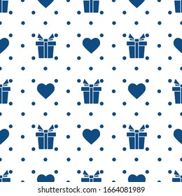 Vector seamless pattern Happy Valentine's Day Birthday, Wedding, Mother's day Father's day Heart Gift Romantic background Romance Feelings Love Relationship concept Design for packaging, fabric, print