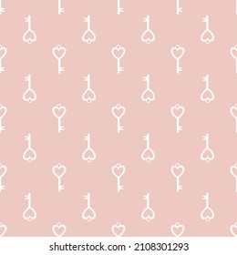 Vector seamless pattern Happy Valentine's Day Heart with chain on the padlock. Romantic background. Love, relationship, dating concept. Greeting card. Design for banner, poster or print.