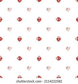 Vector seamless pattern Happy Valentine's Day Heart with chain on the padlock. Romantic background. Love, relationship, dating concept. Greeting card. Design for banner, poster or print.