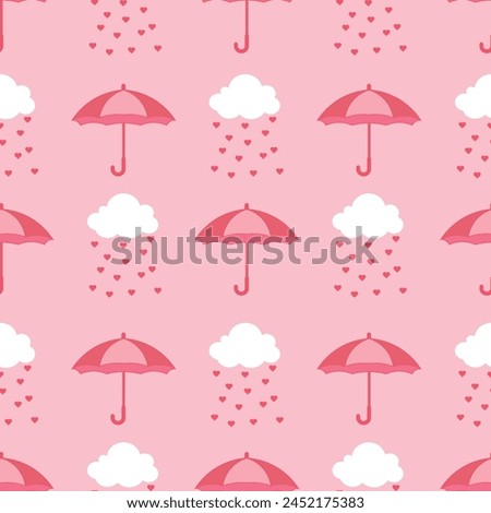 Vector seamless pattern Happy Valentine's Day Pattern. cute clouds drops hearts romantic and lovely seamless vector pattern background illustration.