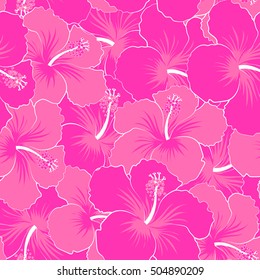 Vector seamless pattern of Hawaiian Aloha Shirt seamless design in pink colors.