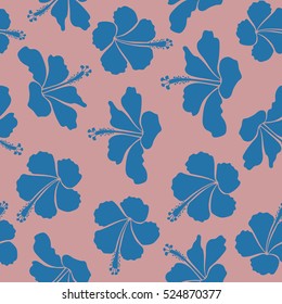 Vector seamless pattern of Hawaiian Aloha Shirt seamless design in blue and neutral colors. Vector illustration.