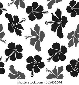 Vector seamless pattern of Hawaiian Aloha Shirt seamless design in gray colors on a white background.