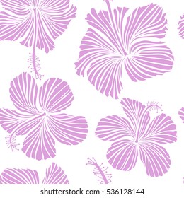 Vector seamless pattern of Hawaiian Aloha Shirt seamless design in neutral colors on a white background.