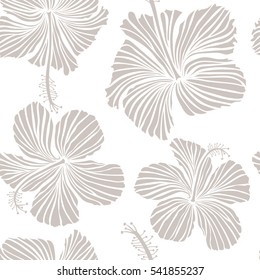 Vector seamless pattern of Hawaiian Aloha Shirt seamless design in neutral colors on a white background.