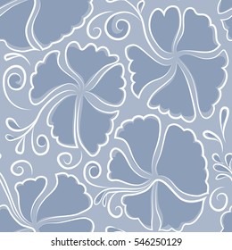 Vector seamless pattern of Hawaiian Aloha Shirt seamless design in blue colors. Vector illustration.