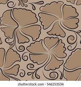 Vector seamless pattern of Hawaiian Aloha Shirt seamless design in beige colors. Vector illustration.
