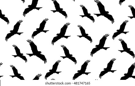 Vector seamless pattern of hawks