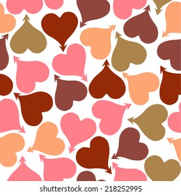 Vector seamless pattern with heart and arrows. Colorful vector endless background. Off-season template. Use for wallpaper,pattern fills, web page background.
