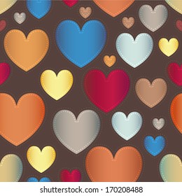 Vector seamless pattern with heart in retro style. Seamless pattern with hearts. Valentine's day and wedding background 