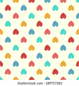 Vector seamless pattern with heart in retro style