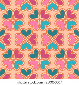 Vector seamless pattern with heart shapes